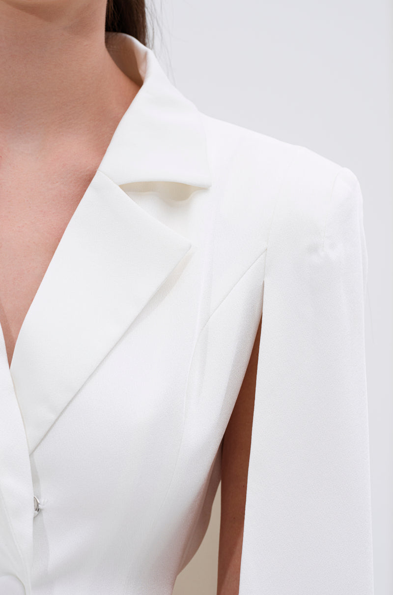 A LA MODE MINI BLAZER DRESS IN WHITE