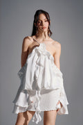 CHIC AF RUFFLE MINI DRESS IN WHITE