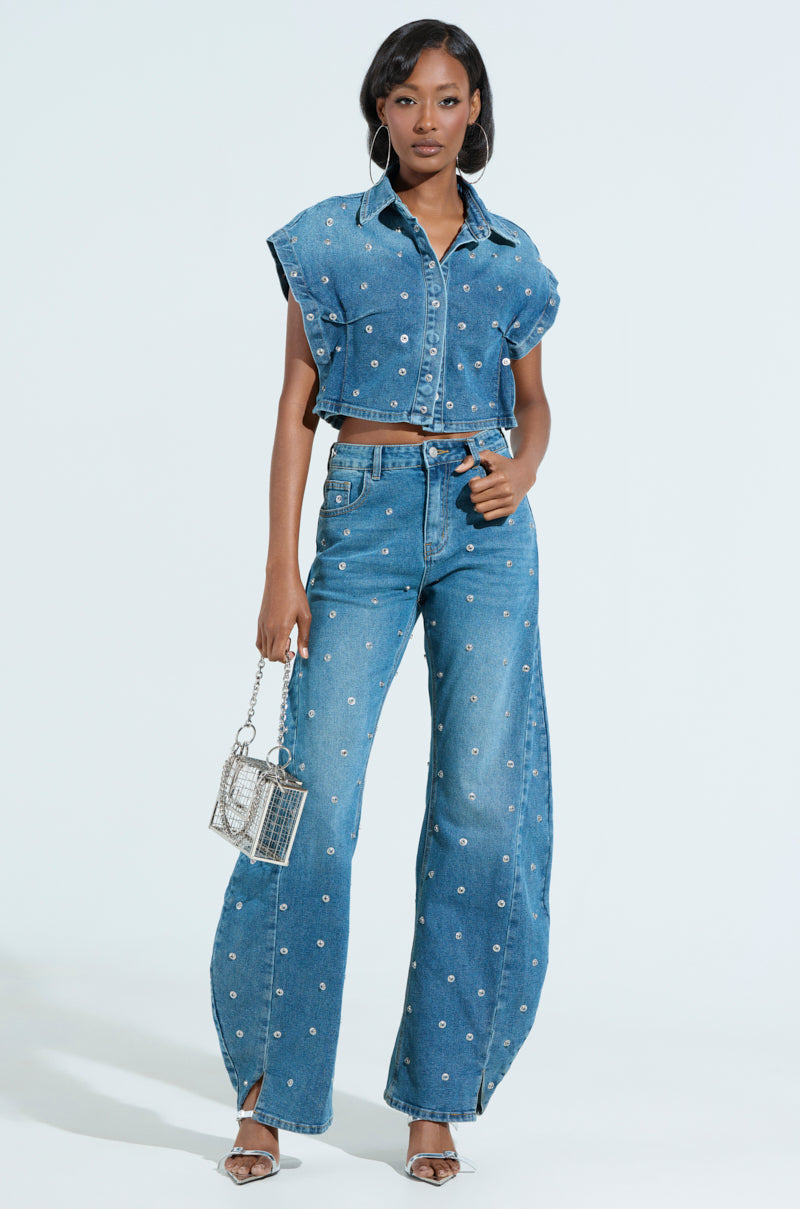 UNBUTTONED AND UNBOTHERED CROPPED COLLARED SHIRT