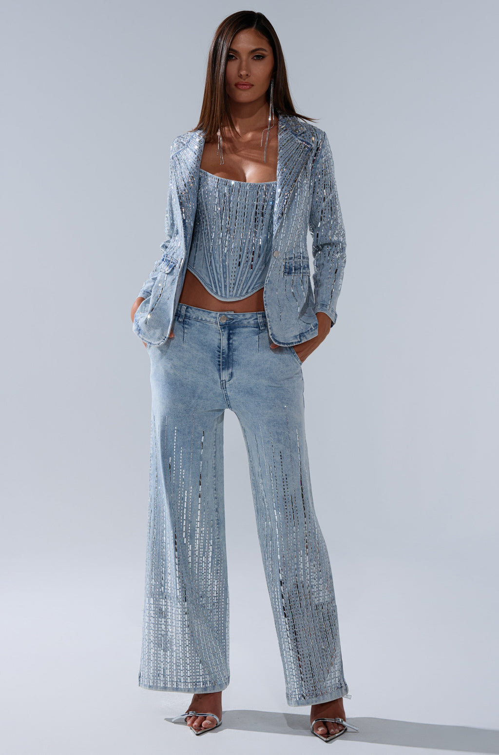 MILA EMBELLISHED CORSET IN DENIM