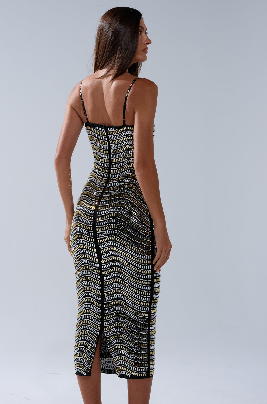 SHINE ON RHINESTONE MIDI DRESS