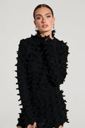 ABSTRACT ART TEXTURED KNIT LONG SLEEVE TOP
