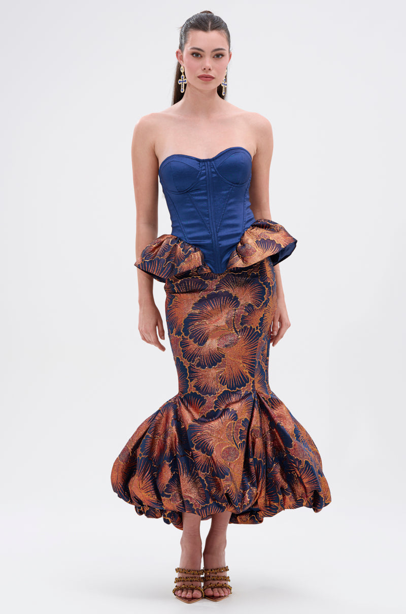 LADY LUX PEPLUM BROCADE CORSET TOP