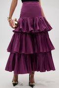 DANCE AROUND WITH ME PLEATED MAXI SKIRT IN PLUM