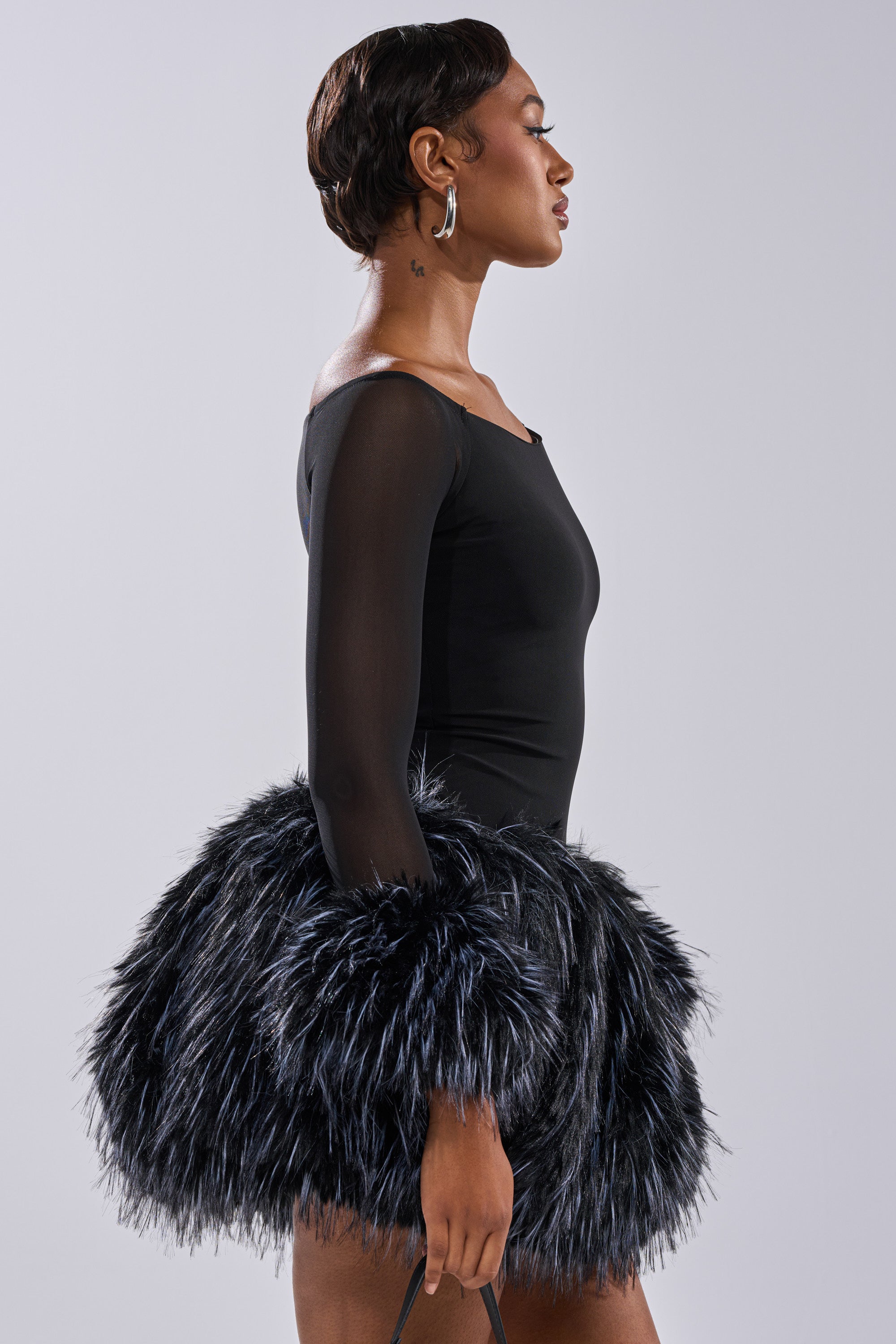 KELYN CALLED FUR MINI DRESS