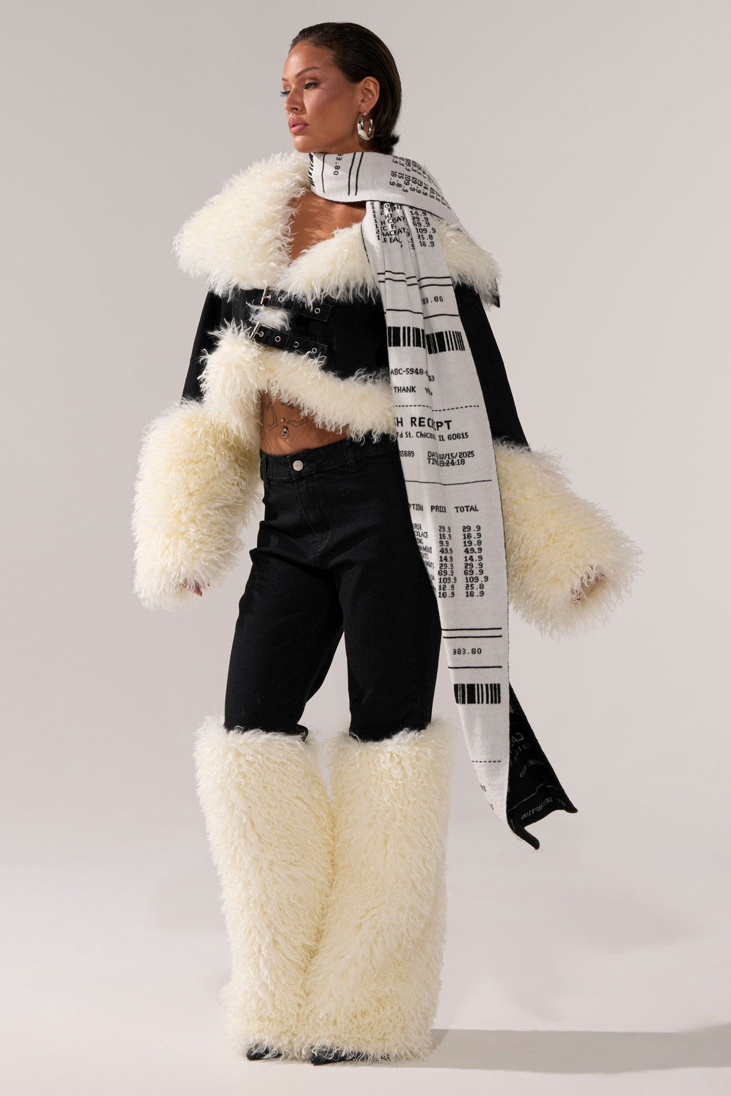 SITTING PRETTY FUR TRIM DENIM JACKET