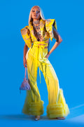 MODERN JAM TRACK PANT WITH TULLE IN YELLOW