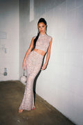 PRETTY LIKE ME RHINESTONE MESH MAXI SKIRT