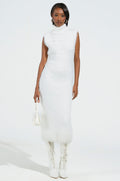 KYLIE FUZZY MIDI DRESS IN WHITE