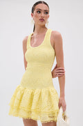 LET'S GO TO THE BEACH RUFFLE MINI DRESS IN YELLOW
