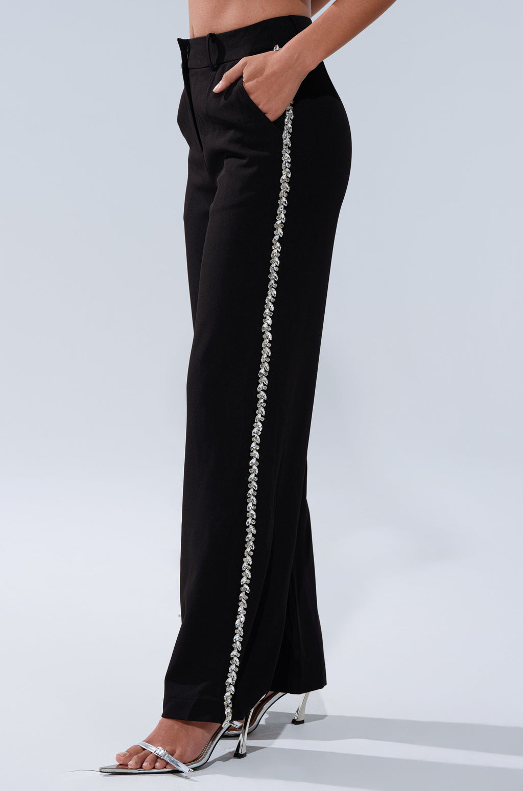 TALK TO ME TROUSER WITH RHINESTONE