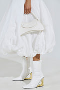 AZALEA WANG BRIXHAM WHITE BOOTIE WITH NOVELTY HEEL