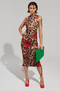 KALILAH PRINTED MESH MIDI DRESS