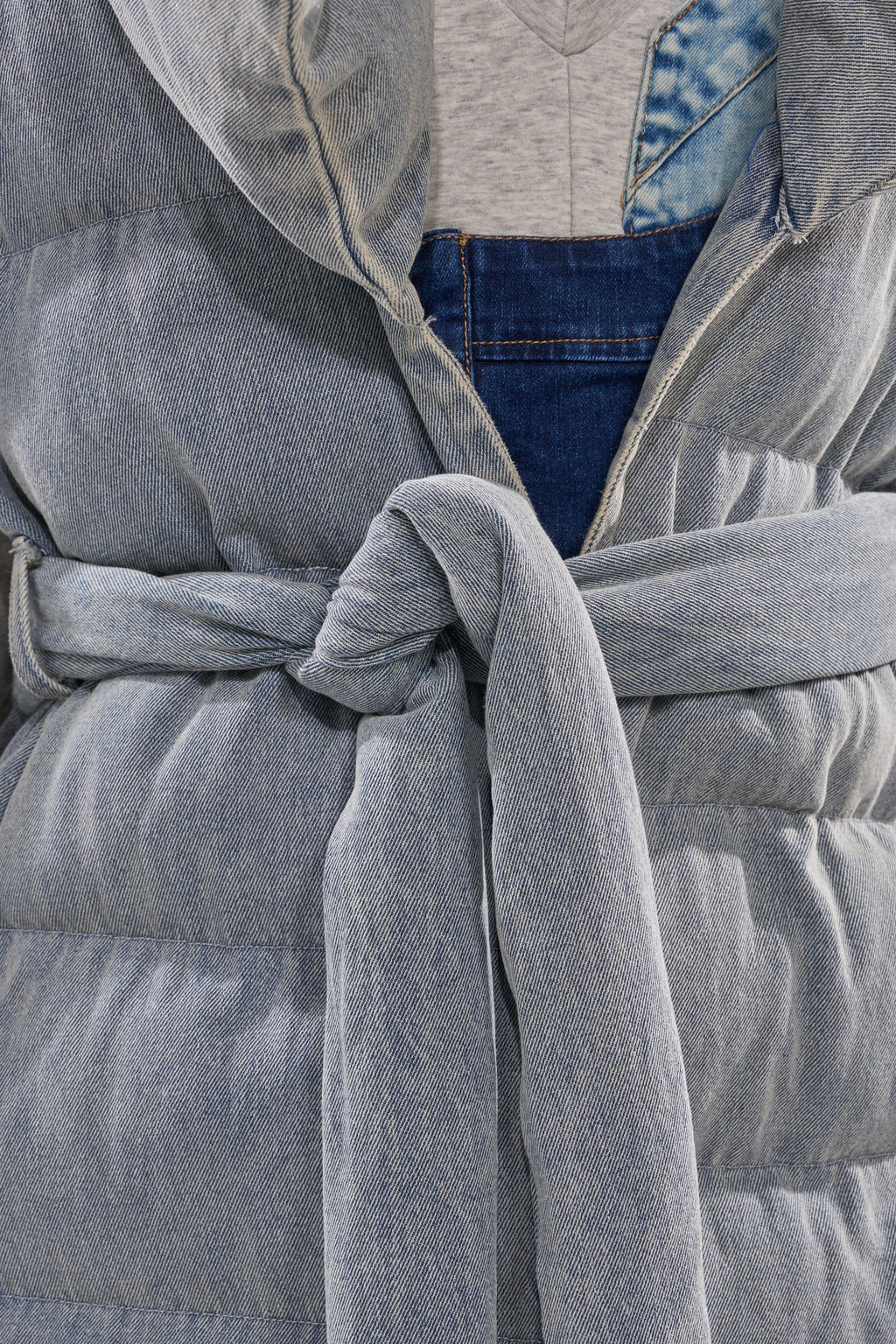 PILOT JONES LONG LINE PUFFER VEST IN DENIM