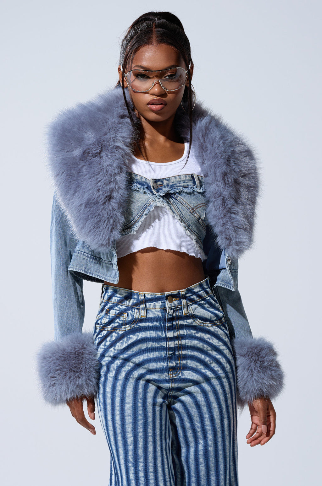GISELE CROP DENIM BLAZER