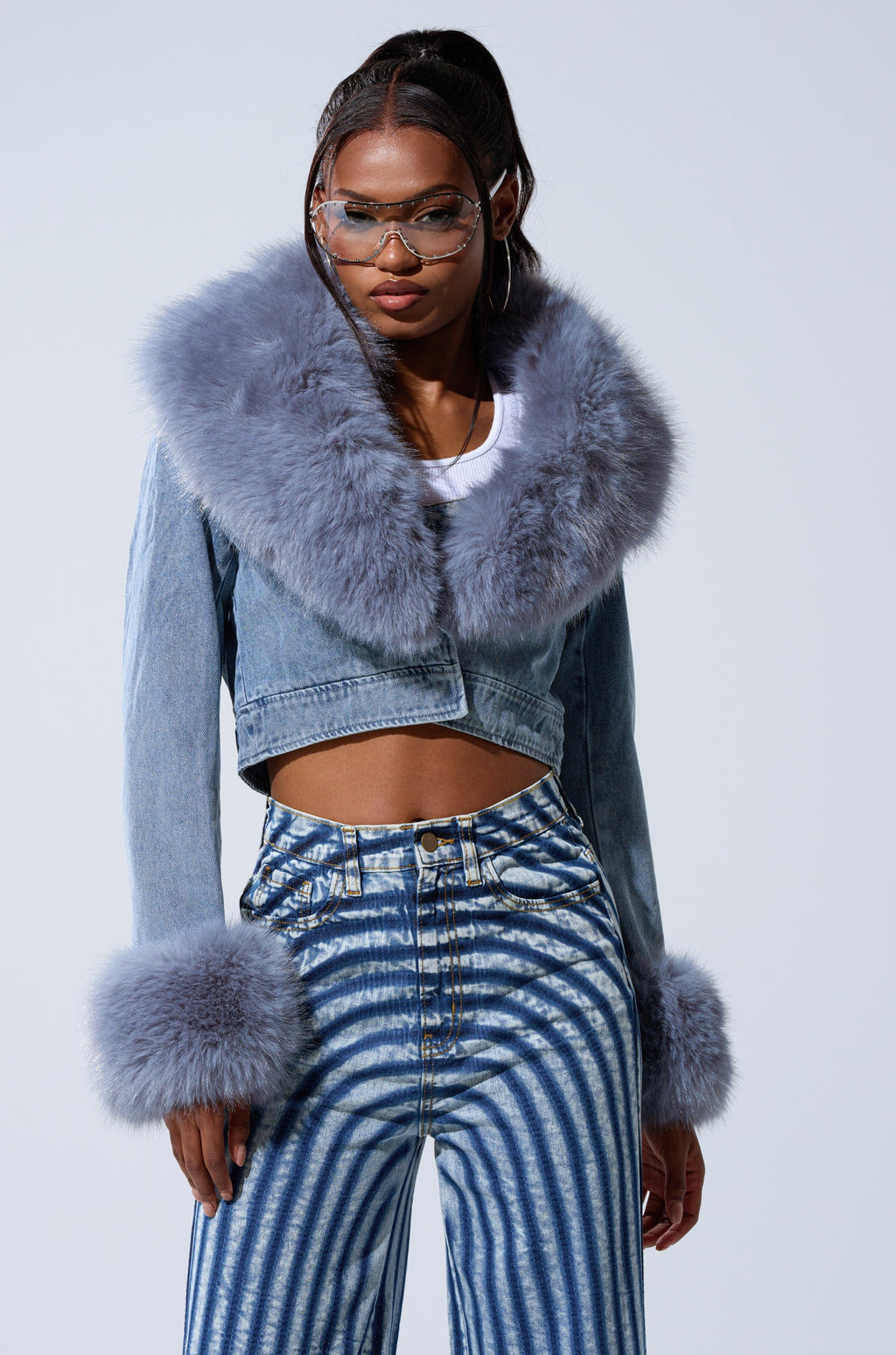 GISELE CROP DENIM BLAZER
