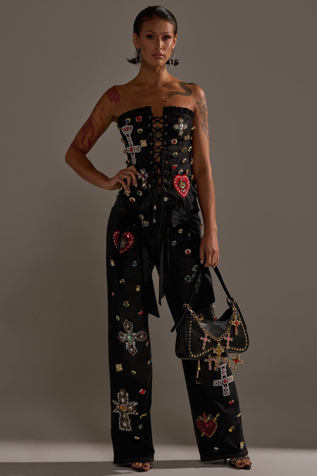 FEELING EXTRA BLESSED EMBELLISHED DENIM