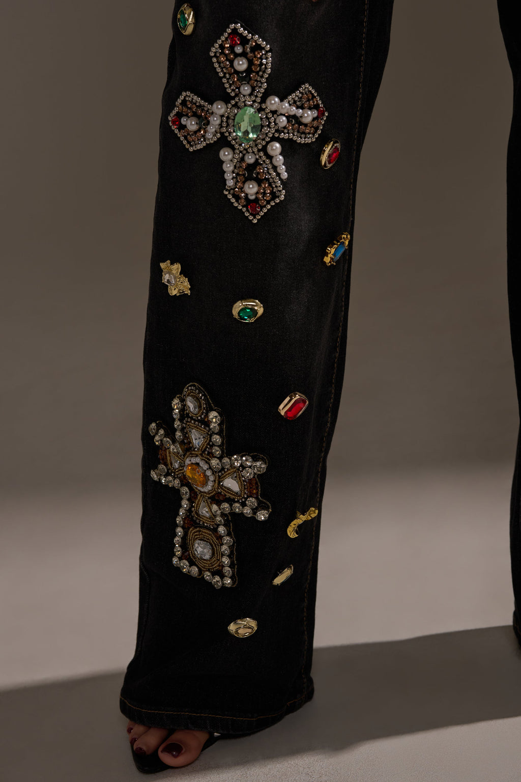 FEELING EXTRA BLESSED EMBELLISHED DENIM