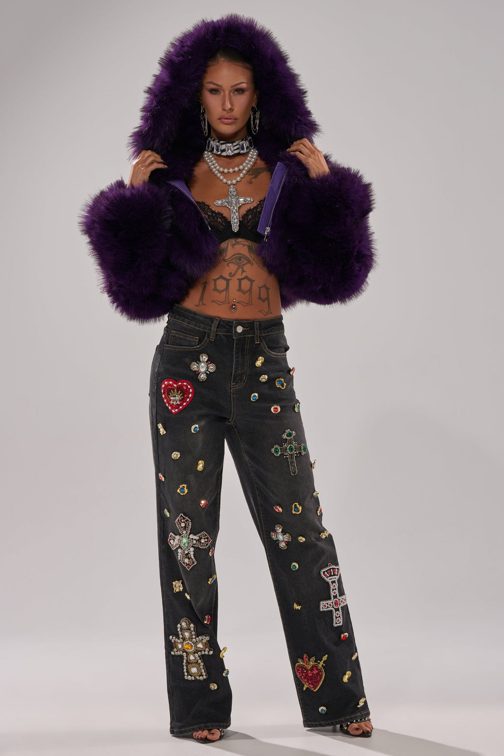 FEELING EXTRA BLESSED EMBELLISHED DENIM