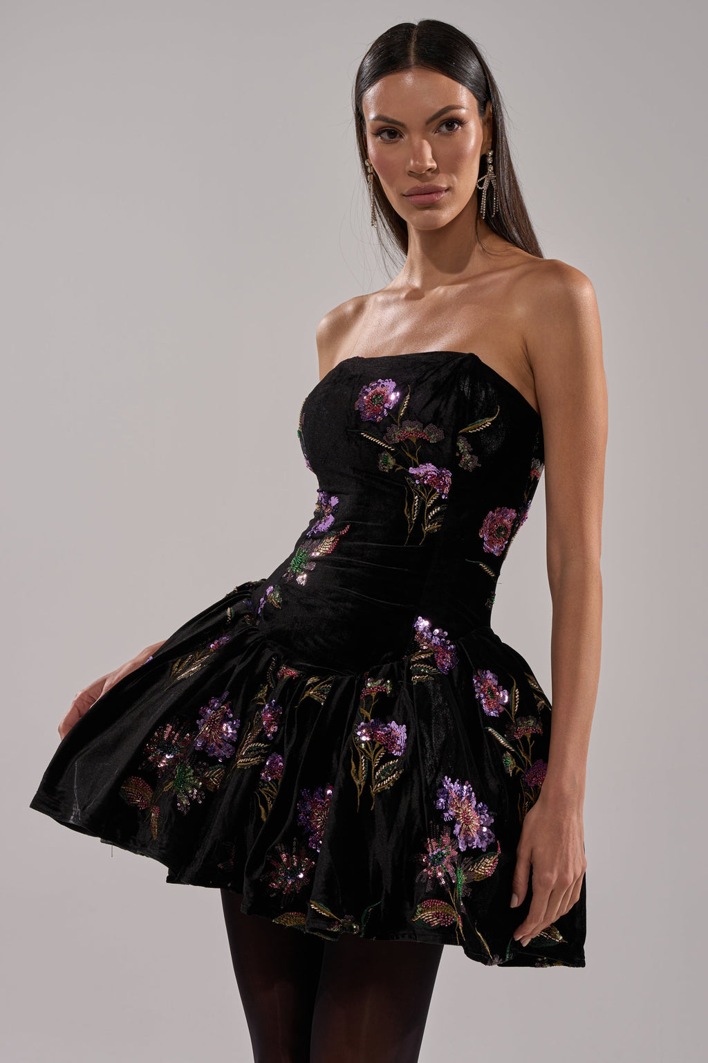 LATE NIGHT GARDEN PARTY VELVET MINI DRESS