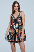 TROPICAL GETAWAY SATIN MINI DRESS