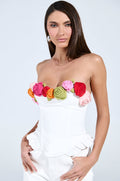 UNLEASH YOUR INNER DIVA FLOWER TRIM CORSET TOP