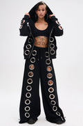 THROUGH THE NIGHT WIDE LEG SWEATPANT WITH HOLES
