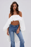 MELANI OFF THE SHOULDER HIGH LOW BLOUSE