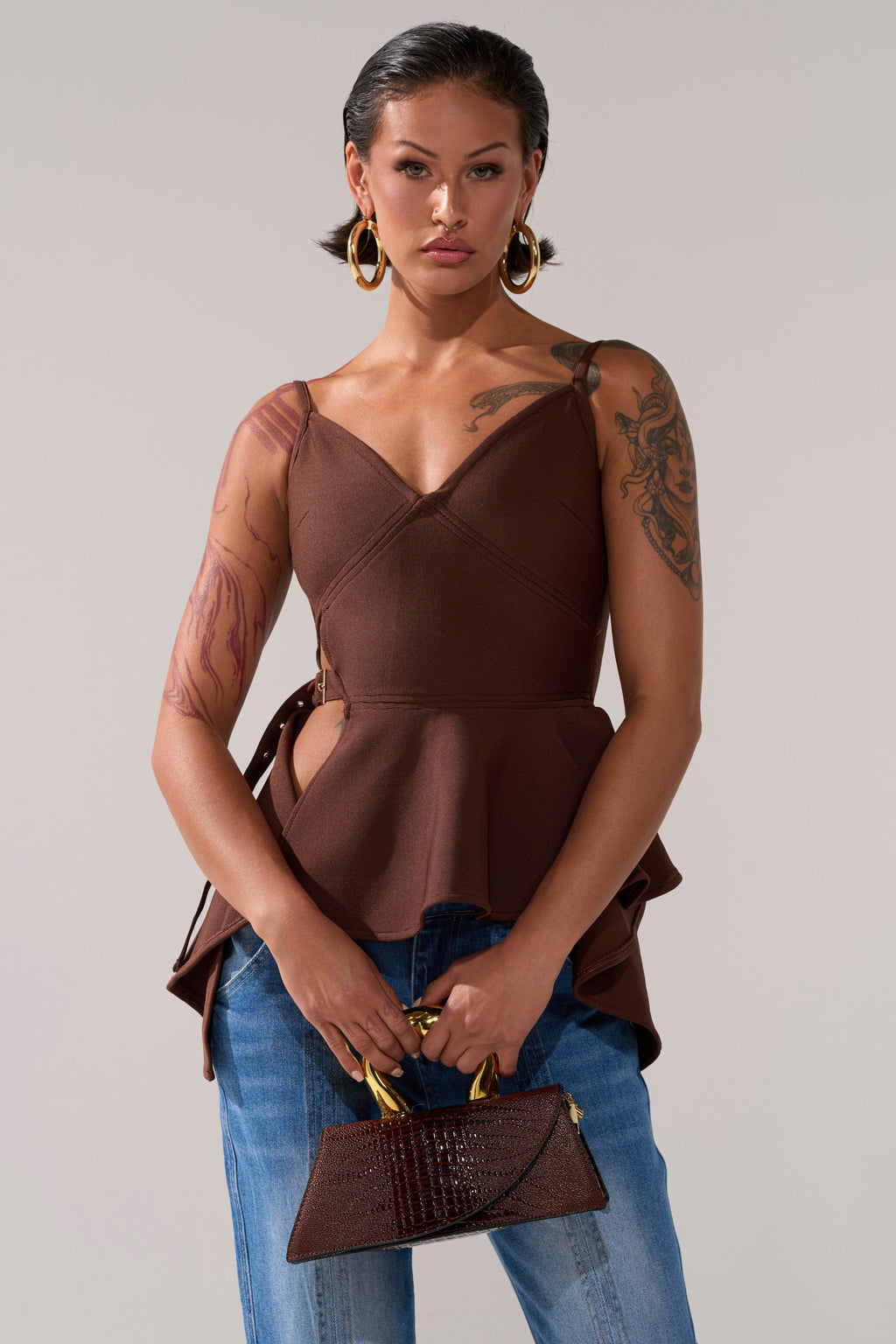 TRACY SIDE ADJUSTER PEPLUM TOP