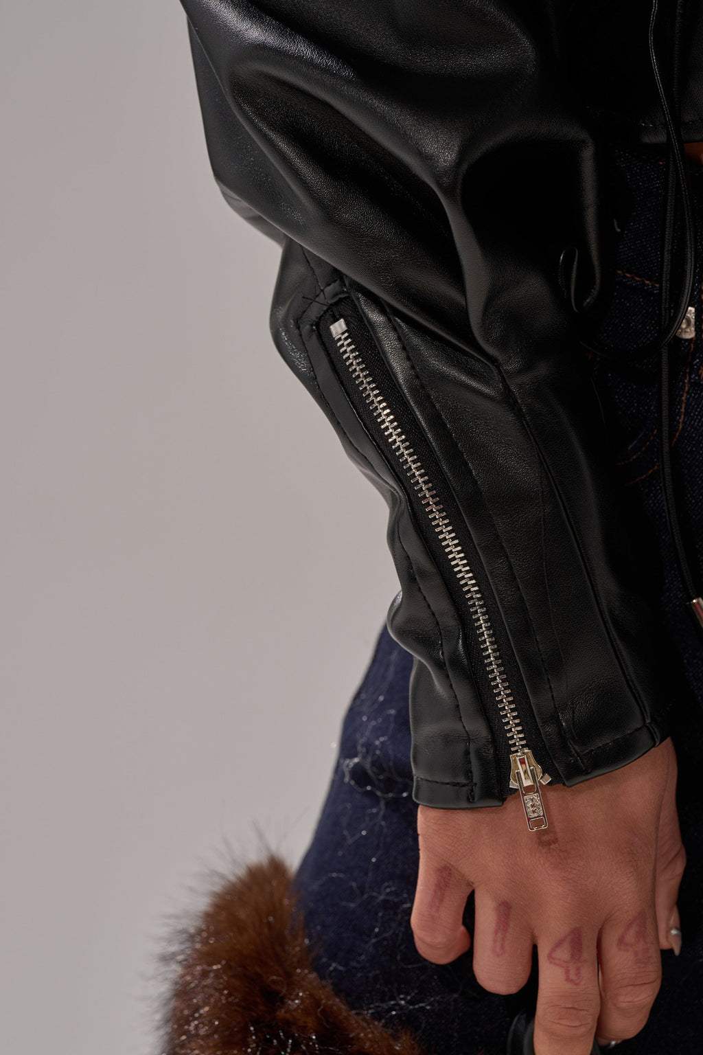 AUDREY FAUX LEATHER BLOUSE