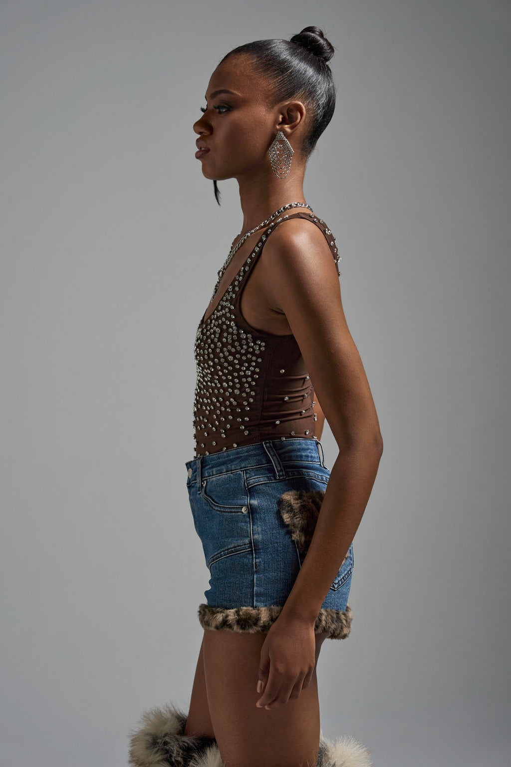 POP IT OFF QUEEN RHINESTONE BODYSUIT
