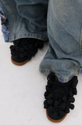 AZALEA WANG GREYI BLACK PUFF FLORAL FLAT SNEAKER