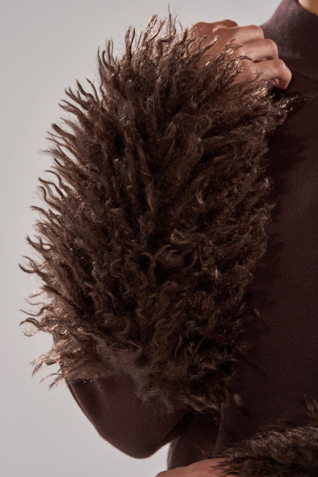 COZY VIBES SWEATER WITH FUR CUFF IN BROWN