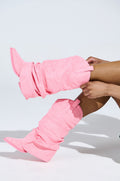 AZALEA WANG HAWKSTON BABY PINK FAUX SUEDE WESTERN BOOT