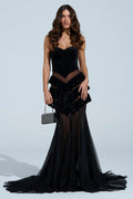 LIGHTS AND ACTION MAXI DRESS IN BLACK