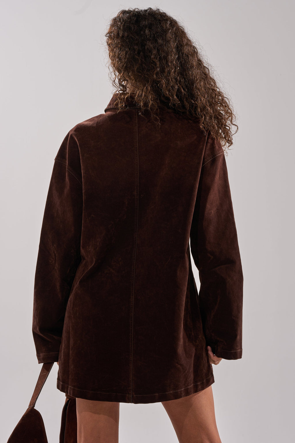 COOL GIRL OVERSIZED VELVET DENIM SHIRT DRESS