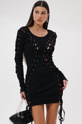 RUN THIS TOWN LACE UP MINI DRESS