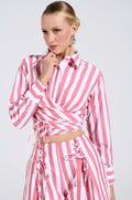 GIRL BYE TIE FRONT STRIPE BLOUSE