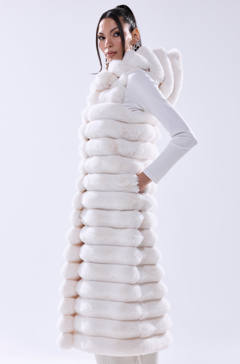 POPPY FAUX FUR HOODED VEST