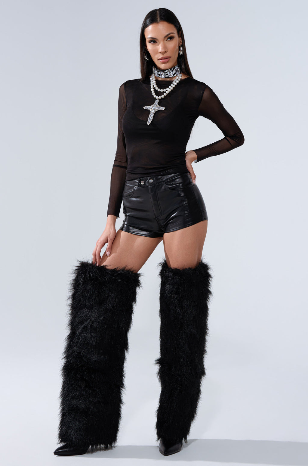 PAXTON DOUBLE LINED MESH LONG SLEEVE TOP