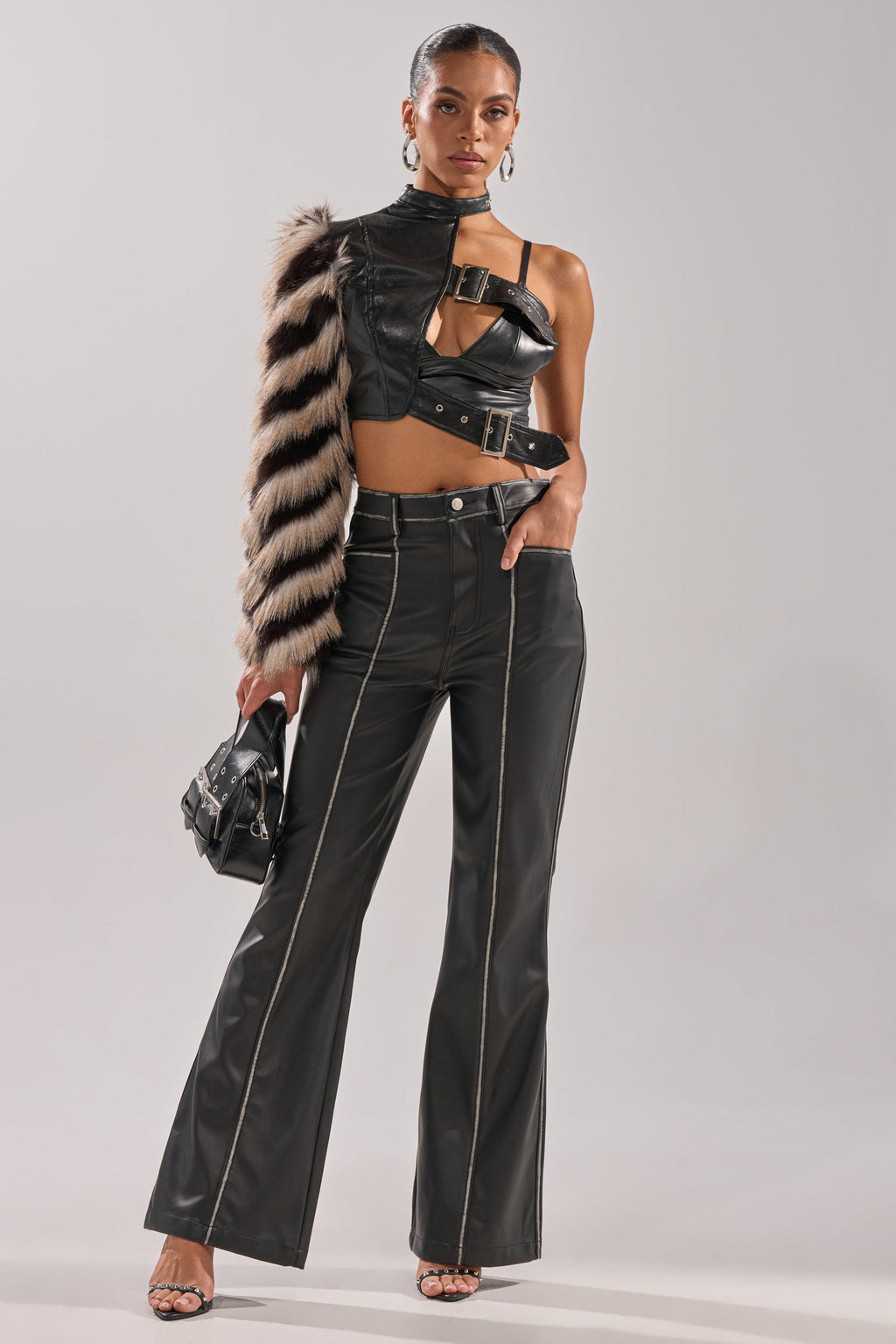 HIGH AND LOW FUR BLOUSE