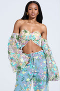 GARDENIA FLORAL EMBROIDERY TULLE TOP