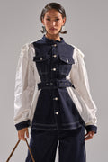 DIANA DENIM AND POPLIN BUTTON DOWN