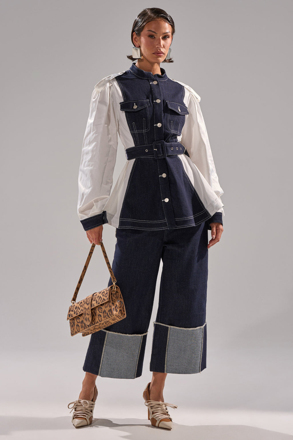 DIANA DENIM AND POPLIN BUTTON DOWN