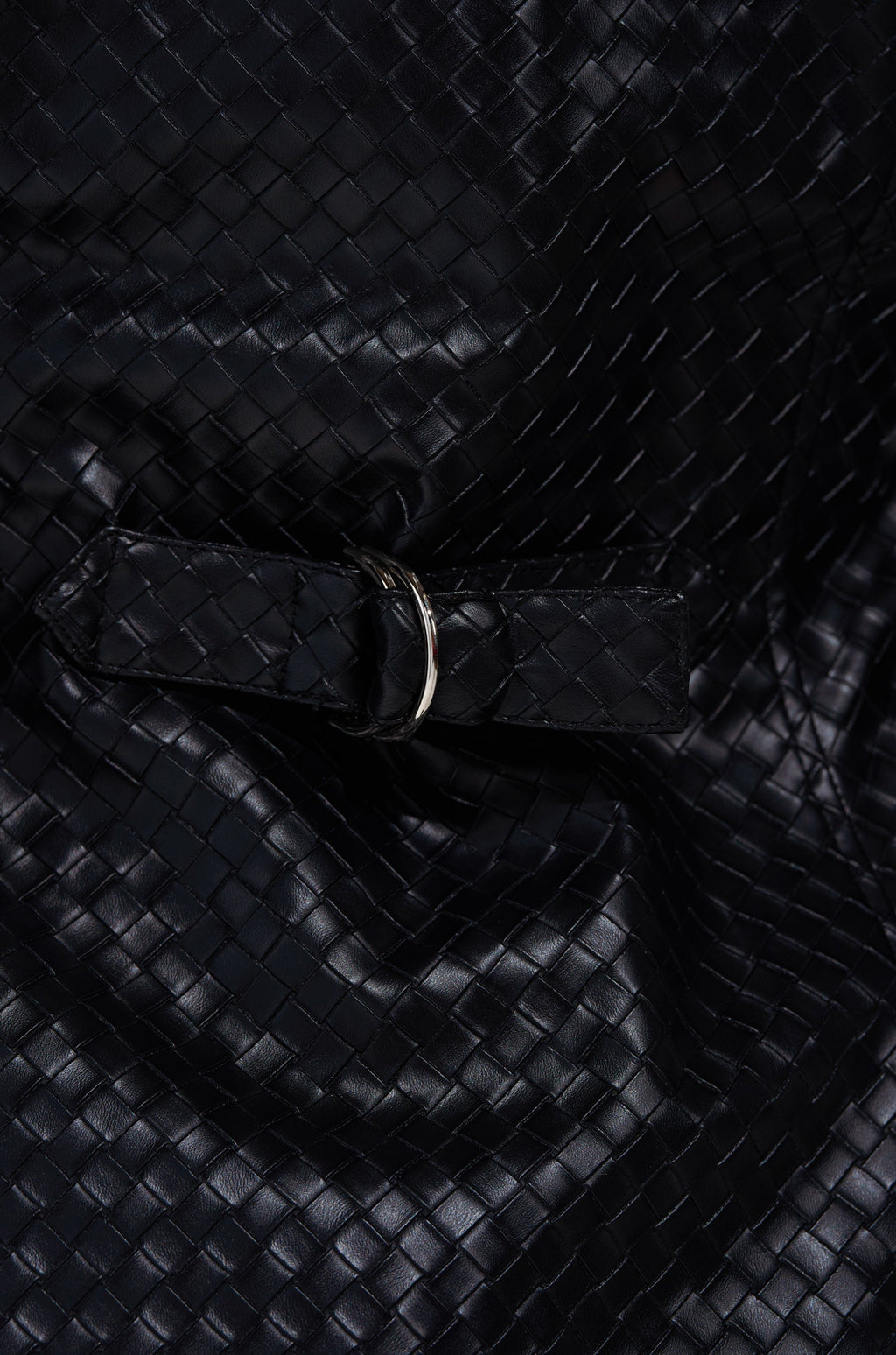 FEELING RICH FAUX LEATHER BUTTON DOWN IN BLACK