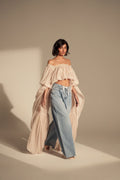 SLOUCHY SQUARE NECK LONG SLEEVE BLOUSE TOP