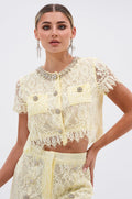 LEAH LACE BUTTON DOWN BLOUSE IN BABY YELLOW