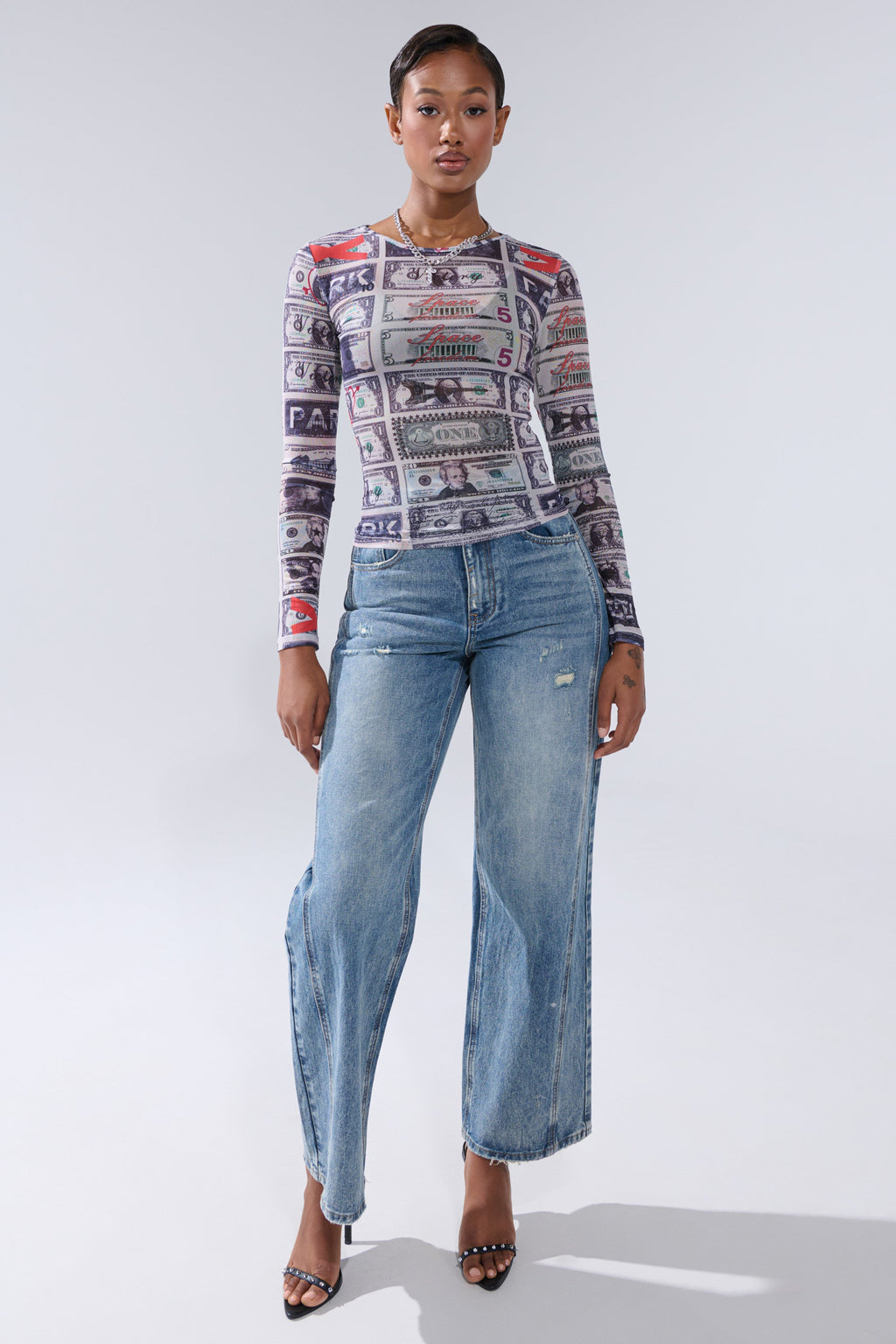 GIMME THE MONEY MESH LONG SLEEVE