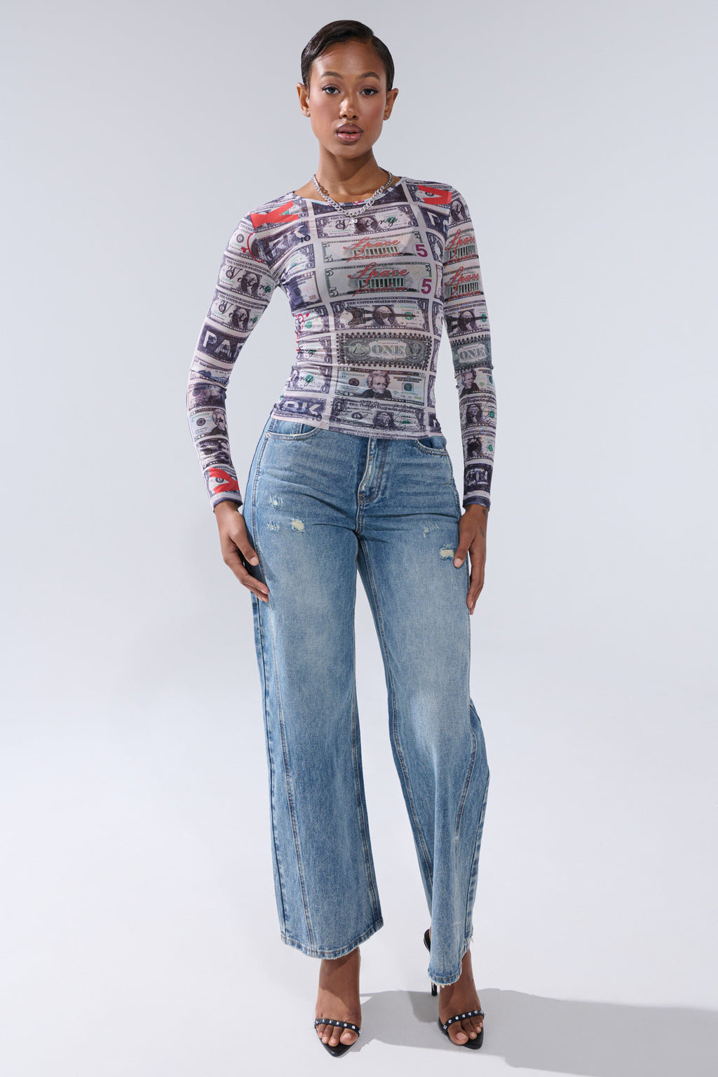GIMME THE MONEY MESH LONG SLEEVE
