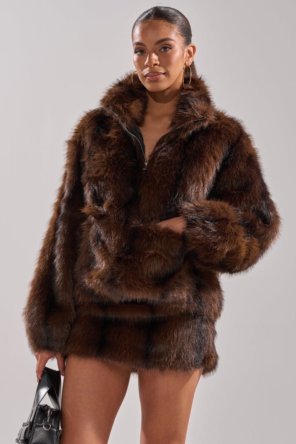 COZY VIBES QUARTER ZIP FUR SWEATSHIRT
